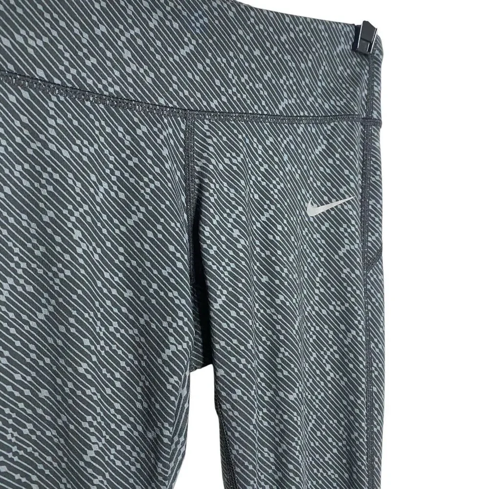 Nike Running Dri Fit Leggings Womens XS Black Gray Meteor Capri Athleisure Gym